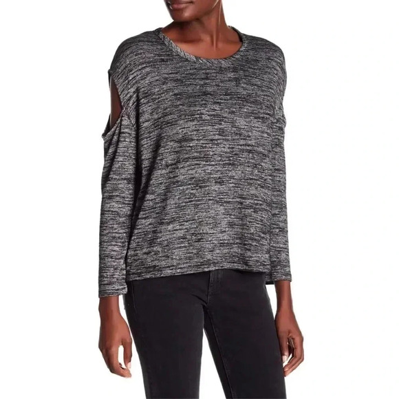 Rag & Bone Womens Port Long Sleeve Heather Slash Cutout Top XS Long Sleeve Rayon - Picture 1 of 9